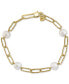 ფოტო #1 პროდუქტის EFFY® Cultured Freshwater Pearl (7mm) Large Paperclip Link Bracelet in 18k Gold-Plated Sterling Silver