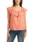 Juniors' Floral Embroidered Ruffle-Trim Scoop Neck Top