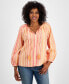 ფოტო #1 პროდუქტის Women's Jacquard Striped Peasant Blouse, Created for Macy's