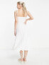 Фото #2 товара ASOS DESIGN Tall broderie strappy midi tea dress with hook and eye detail in white