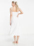 ASOS DESIGN Tall broderie strappy midi tea dress with hook and eye detail in white