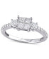 ფოტო #1 პროდუქტის Diamond Princess Quad Cluster Engagement Ring (3/4 ct. t.w.) in 14k White Gold