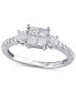 Фото #1 товара Diamond Princess Quad Cluster Engagement Ring (3/4 ct. t.w.) in 14k White Gold