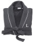 Personalized 100% Turkish Cotton Waffle Terry Bathrobe with Satin Piped Trim - Dark Gray L/XL - фото #2