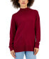 ფოტო #1 პროდუქტის Women's Cotton Seam-Front Mock Neck Sweater, Created for Macy's