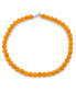 Plain Simple Smooth Western Jewelry Classic Yellow Orange Created Jade Round 10MM Bead Strand Necklace Silver Plated Toggle Clasp 18 Inch