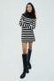 Striped knit mock turtleneck dress