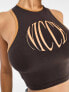 Nicce able cropped vest top in brown with chest logo print