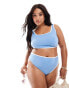 Фото #1 товара ASOS DESIGN Curve contrast binding crop bikini top in dusty blue