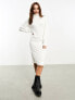 Фото #5 товара Vila roll neck knitted jumper midi dress in cream