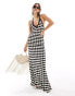 Фото #1 товара ASOS DESIGN halter neck crochet maxi dress in mono print