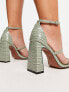 ASOS DESIGN Wide Fit Nonda block heeled sandals in sage green
