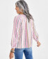 Фото #2 товара Women's Jacquard Striped Peasant Blouse, Created for Macy's