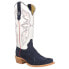 R. Watson Boots Midnight Blue Rough Out Embroidered Square Toe Cowboy Womens Si