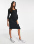 Фото #6 товара Mamalicious cotton 3/4 sleeve dress in black - BLACK