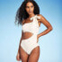 Фото #3 товара Women's One Shoulder Bow Cut Out One Piece Swimsuit - Shade & Shore Off-White XL