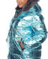 Фото #2 товара Plus Size Metallic Puffer Coat with Hoodie