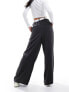 Фото #7 товара ASOS DESIGN wide leg dad trouser with contrast waistband in charcoal