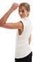 Фото #2 товара ASOS DESIGN supersoft ribbed shoulder pad sleeveless top in white