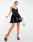 Фото #4 товара ASOS DESIGN embellished mini corset prom with oversized disc sequin in black