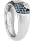 ფოტო #4 პროდუქტის Men's Swiss Blue Topaz (3/4 ct. t.w.) & Diamond (1/10 ct. t.w.) Captain America Ring in Sterling Silver