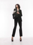 Topshop Tall tailored slim cigarette high-waisted pleat trouser in black