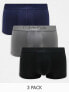 Calvin Klein CK Black 3-pack low rise trunks in navy, charcoal and black Navy/Grey/Black, XS - фото #1