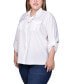 Фото #3 товара Plus Size 3/4 Sleeve Roll Tab Blouse