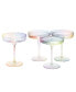 Фото #3 товара Ripple Ribbed Martini & Champagne Coupe Iridescent Colored Glasses, Set of 4