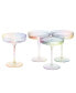 Ripple Ribbed Martini & Champagne Coupe Iridescent Colored Glasses, Set of 4