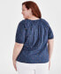 ფოტო #4 პროდუქტის Plus Size Embroidered Blouse, Created for Macy's