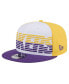 Фото #2 товара Men's White/Purple Los Angeles Lakers Throwback Gradient Tech Font 9fifty Snapback Hat