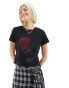 ASOS DESIGN baby tee with heartbreaker foil graphic in black