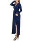 Фото #3 товара Women's Long Sleeve V-neck Side Slit Maxi Dress