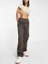 Monki straight leg cargo jeans in brown