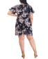 Фото #2 товара Plus Size Floral-Print Puff-Sleeve Dress