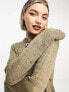 Фото #9 товара COLLUSION Unisex open stitch knitted crewneck in taupe