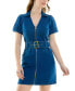 ფოტო #4 პროდუქტის Juniors' Zip-Front Belted Denim Dress