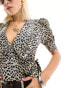 Фото #3 товара Reclaimed Vintage wraparound shirt with collar in animal print