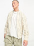 ASOS DESIGN oversized linen look summer bomber jacket with navy stripe