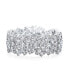 ფოტო #1 პროდუქტის Elegant AAA CZ Wide Statement Bracelet for Women, Prom, Wedding or Bridal Occasions Multi Row Big Oval Cubic Zirconia Cluster Design Rhodium Plated