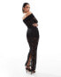 Murci exclusive lace bardot top and maxi skirt set in black