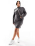 Фото #1 товара Noisy May Curve 1/4 zip long sleeve dress in grey diagonal stripe