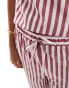 ASOS DESIGN wide leg stripe trouser co-ord in burgundy stripe Burgunder, Streifen, 46 - фото #3