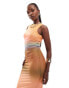 Фото #2 товара Rare London mesh racer neck maxi dress in orange ombre