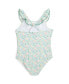 Фото #2 товара Купальник однотонный Поло Ральф Лорен для девочек Polo Ralph Lauren toddler and Little Girls Floral Ruffled One-Piece Swimsuit