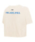 ფოტო #3 პროდუქტის Women's Cream Philadelphia 76ers Retro Striper SJ Cropped Boxy T-Shirt