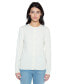 Фото #1 товара Women's 100% Cashmere Button Front Long Sleeve Crewneck Cardigan Sweater
