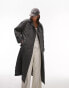 Topshop reversible long-line padded trench coat in charcoal