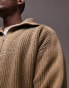 Фото #2 товара Topman knitted utility funnel neck jumper in khaki